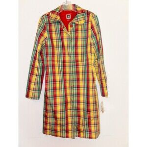 Anne Klein Plaid Yellow Orange Green Light Jacket Size 4